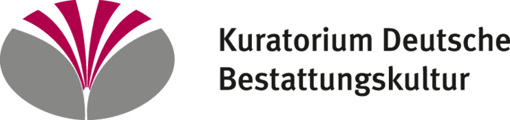 Logo des Kuratoriums Deutsche Bestattungskultur, bestehend aus stilisierten Blütenblättern und Textanschrift.